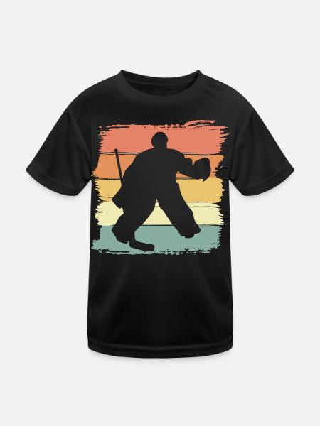 Eishockey Torwart Retro - Kinder Funktions-T-Shirt - Schwarz - Vorne