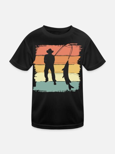 Pêche Pêche rétro vintage - T-shirt sport Enfant - noir - Devant