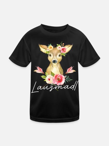 Lausmadl T-Shirt Damen Trachtenshirt Mädchen - Kinder Funktions-T-Shirt - Schwarz - Vorne