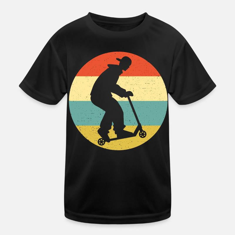 Scooter Stunt Roller für Kinder Retro Kinder Funktions-T-Shirt