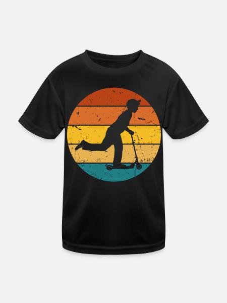 Scooter Stunt Scooter for Kids Retro - Kids Functional T-Shirt - black - Front