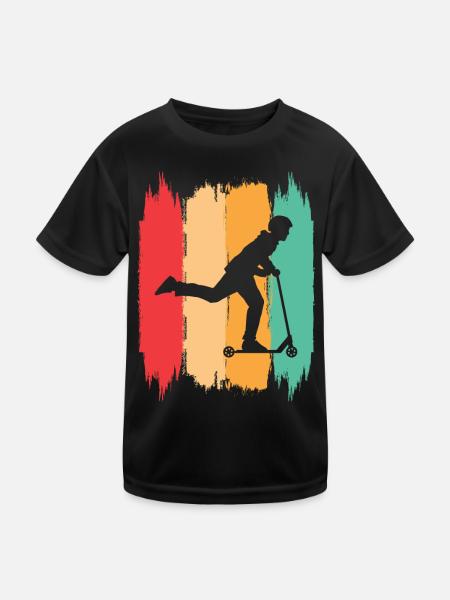 Scooter Stunt Roller für Kinder Retro - Kinder Funktions-T-Shirt - Schwarz - Vorne