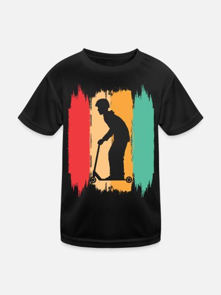 Scooter Stunt Scooter for Kids Retro - Kids Functional T-Shirt - black - Front