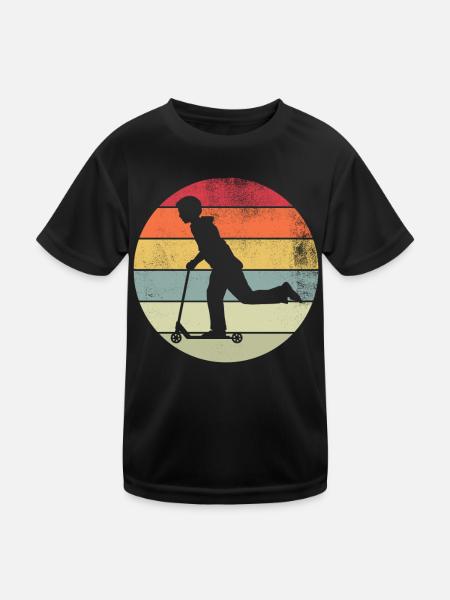 Scooter Stunt Scooter for Kids Retro - Kids Functional T-Shirt - black - Front