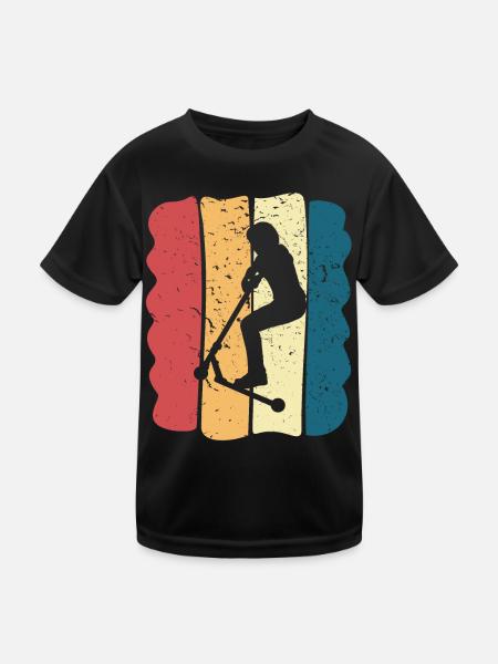 Scooter Stunt Scooter for Kids Retro - Kids Functional T-Shirt - black - Front