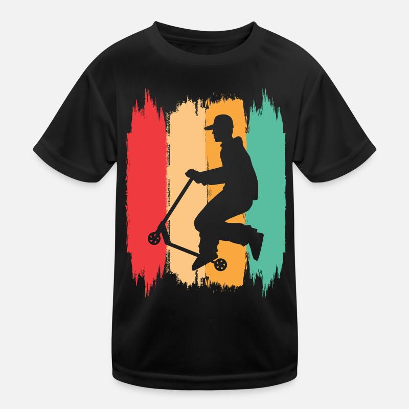 Scooter Stunt Roller für Kinder Retro Kinder Funktions-T-Shirt