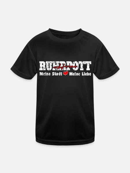 Ruhrpott Herne Meine Stadt meine Liebe Herz - Kinder Funktions-T-Shirt - Schwarz - Vorne