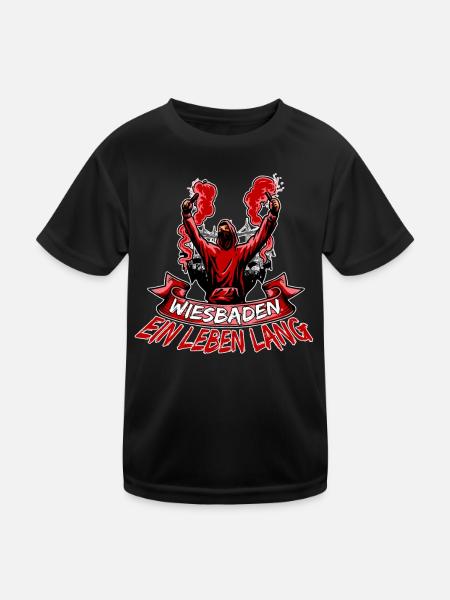 Wiesbaden ein Leben lang - Kinder Funktions-T-Shirt - Schwarz - Vorne