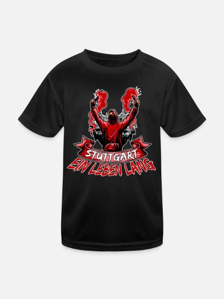 Stuttgart ein Leben lang - Kinder Funktions-T-Shirt - Schwarz - Vorne