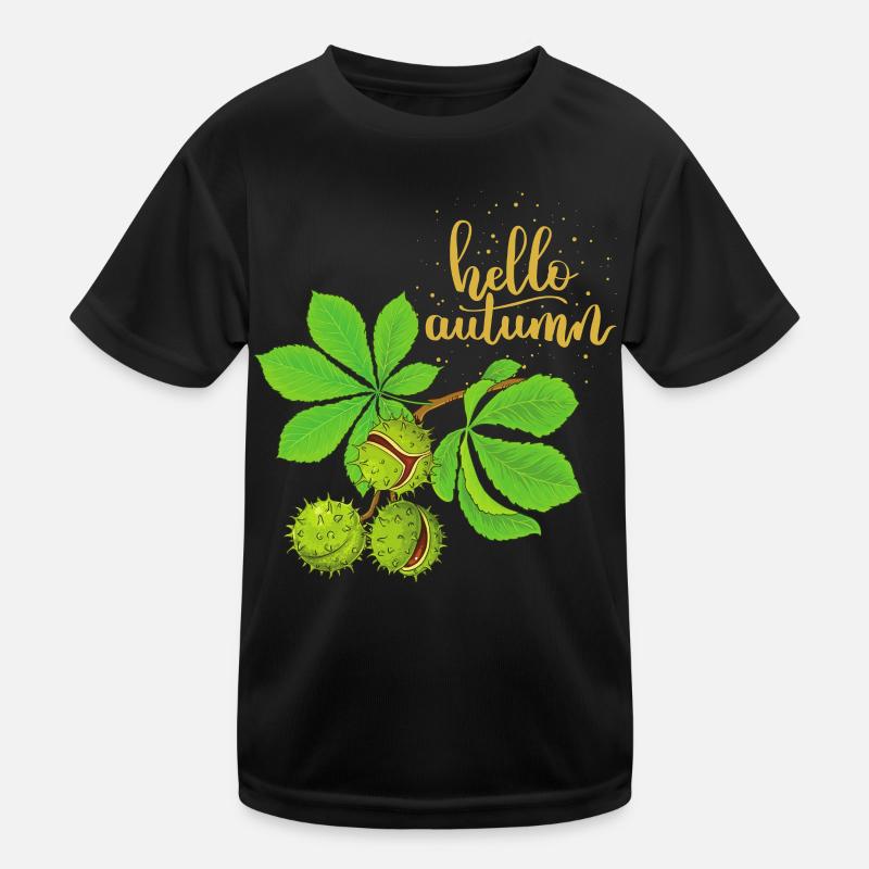 Hello-Autumn Herbst-Saison Rosskastanie Kastanie Kinder Funktions-T-Shirt