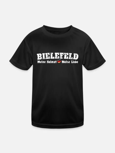 Bielefeld Meine Heimat meine Liebe Herz - Kinder Funktions-T-Shirt - Schwarz - Vorne