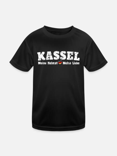 Kassel Meine Heimat meine Liebe Herz - Kinder Funktions-T-Shirt - Schwarz - Vorne