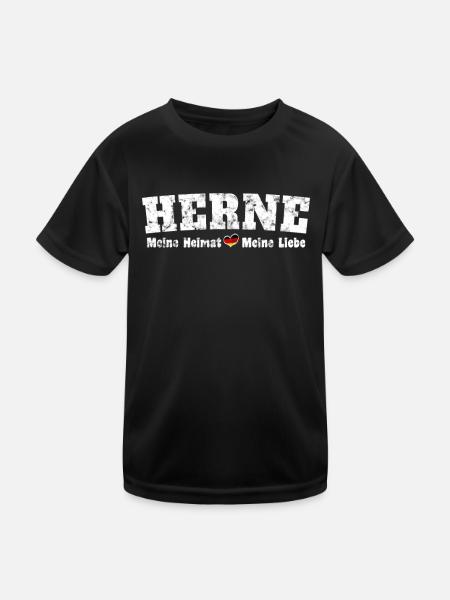 Herne Meine Heimat meine Liebe Herz - Kinder Funktions-T-Shirt - Schwarz - Vorne