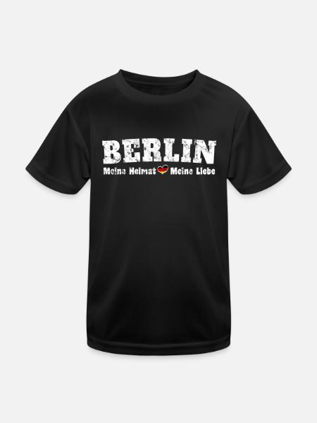Berlin Meine Heimat meine Liebe Herz - Kinder Funktions-T-Shirt - Schwarz - Vorne