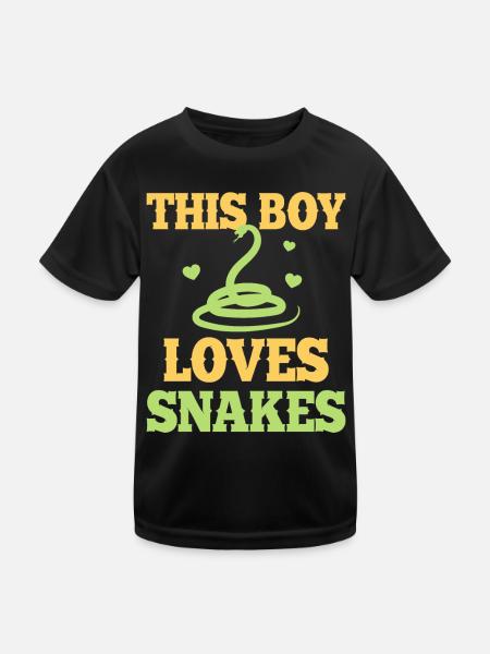 Ce garçon aime les serpents - T-shirt sport Enfant - noir - Devant
