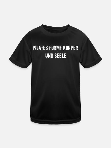 Pilates - Pilates formt Körper und Seele - Kinder Funktions-T-Shirt - Schwarz - Vorne