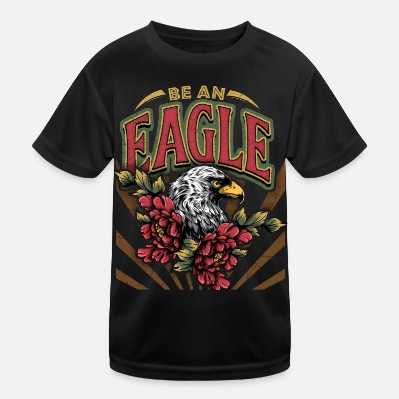 Vintage-Adler, Adler-Eagle, Spruch, Be-An-Eagle - Kinder Funktions-T-Shirt - Schwarz