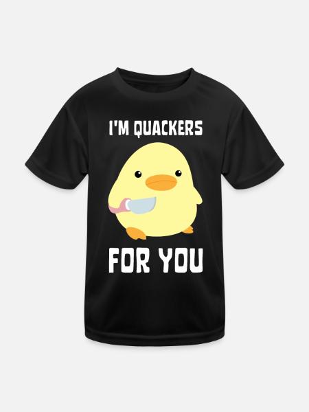I'm Quackers For You - Funny Duck with knife Meme - Kids Functional T-Shirt - black - Front