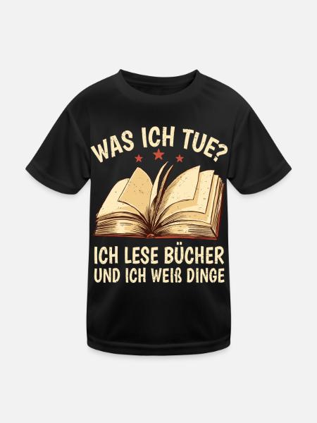 Buch Bücherwurm Geschenkidee Leseratte Literatur - Kinder Funktions-T-Shirt - Schwarz - Vorne