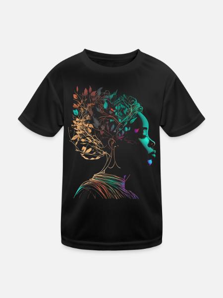 Juneteenth Melanin Queen - Beautiful Afro Woman - Kids Functional T-Shirt - black - Front