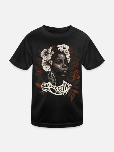Juneteenth Melanin Queen - Beautiful Afro Woman - Kids Functional T-Shirt - black - Front