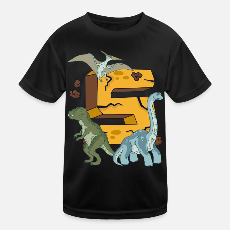 Dinosaurier Geburtstagsshirt 5 Jahre Junge Kinder Kinder Funktions-T-Shirt
