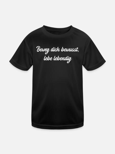Pilates - Beweg dich bewusst, lebe lebendig - Kinder Funktions-T-Shirt - Schwarz - Vorne