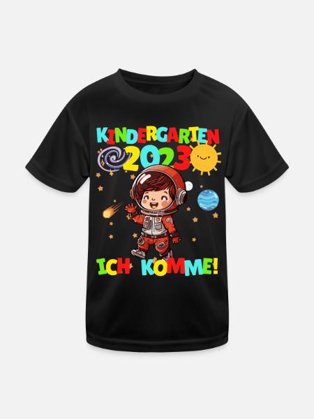 Kindergarten ich komme Kindergartenkind 2022 Kita - Kinder Funktions-T-Shirt - Schwarz - Vorne