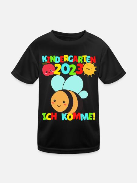 Kindergarten ich komme Biene Kindergartenkind 2022 - Kinder Funktions-T-Shirt - Schwarz - Vorne