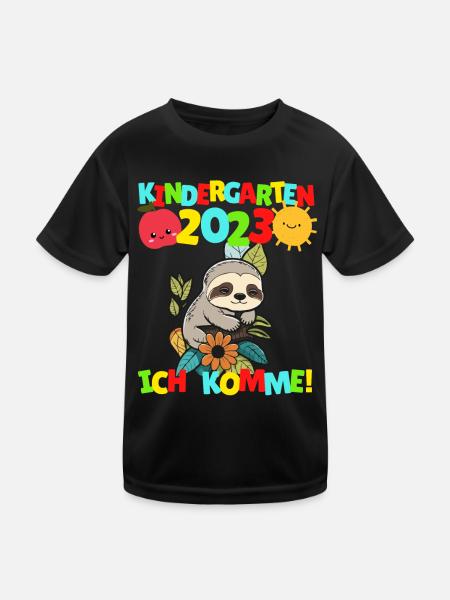 Kindergarten ich komme Kita Kindergartenkind 2023 - Kinder Funktions-T-Shirt - Schwarz - Vorne