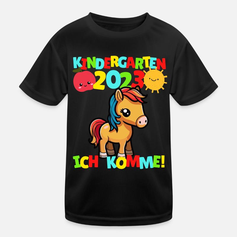 Kindergarten ich komme Pferd Kindergartenkind 2023 Kinder Funktions-T-Shirt