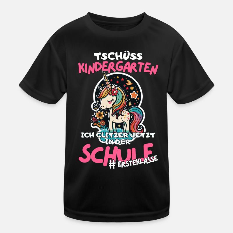 Glitzernde Einschulungsgeschenkidee für Mädchen Kinder Funktions-T-Shirt