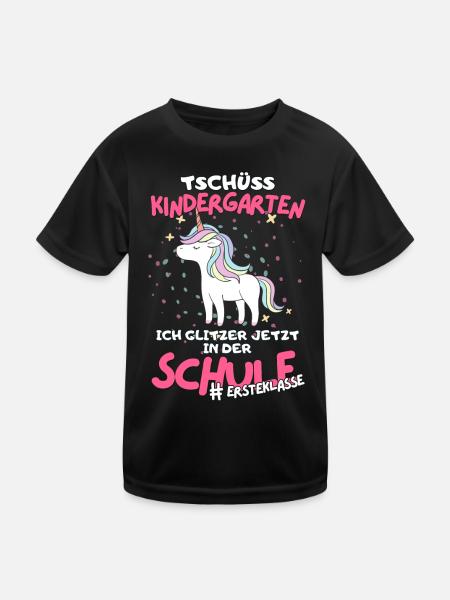 Kitaabgägner Einhorn Schulstart Einschulungsfeier - Kinder Funktions-T-Shirt - Schwarz - Vorne