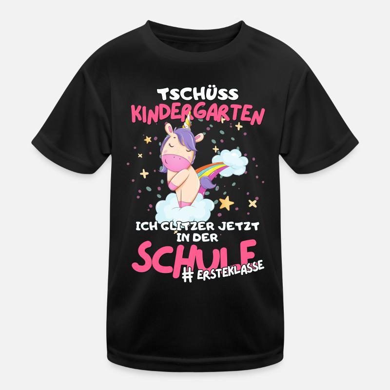 Glitzerndes Einhorn-Design für den Schulstart Kita Kinder Funktions-T-Shirt