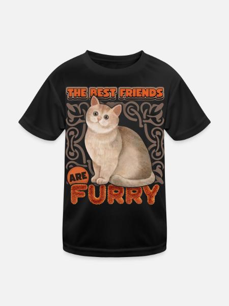 Cat watercolor, vintage cat funny saying - Kids Functional T-Shirt - black - Front