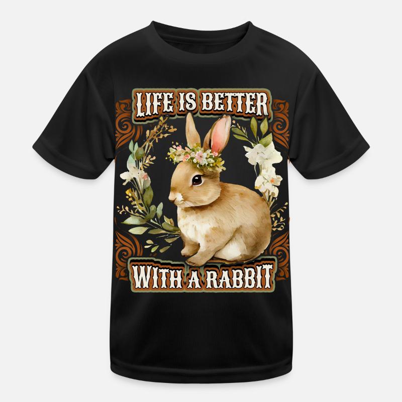 Lapin avec des fleurs, dicton, illustration de lapin T-shirt sport Enfant