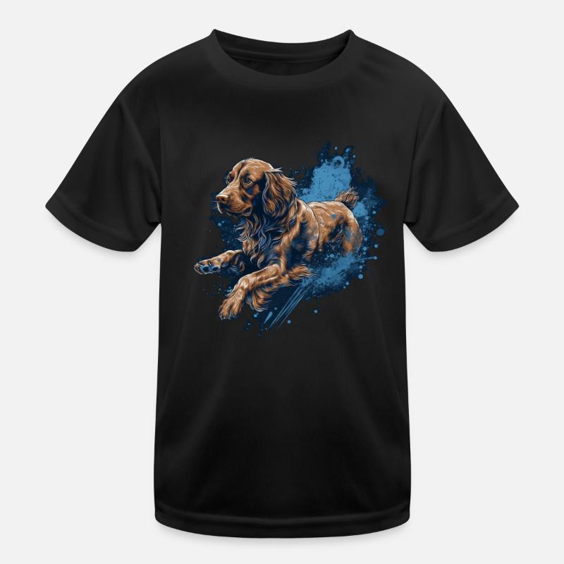 Irish-setter Dock-Diving into Water - Kids Functional T-Shirt - black