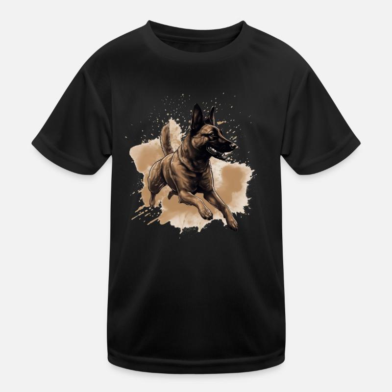 Belgian-malinois Dock-Diving into Water Kids Functional T-Shirt