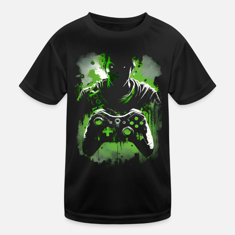 Conception de jeu vert néon cool avec contrôleur T-shirt sport Enfant