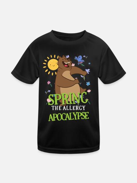 Spring The Allergy Apocalypse Funny Saying - Kids Functional T-Shirt - black - Front