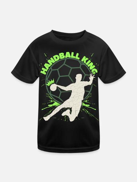 Handball, Handballspieler, Sport-Motiv Spruch - Kinder Funktions-T-Shirt - Schwarz - Vorne
