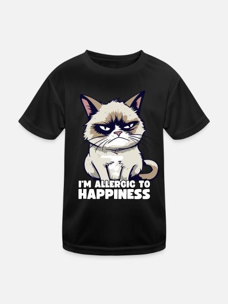 Grump Cat - I'm Allergic To Happiness Sarcasm - Kids Functional T-Shirt - black - Front
