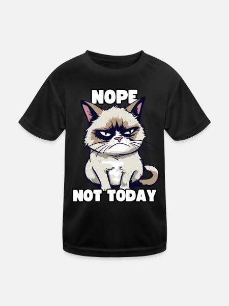 Funny Grump Cat - Nope, Not Today - Sarcasm - Kids Functional T-Shirt - black - Front