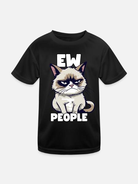 Sarcastic Grump Cat Ew, People Funny Saying - Kids Functional T-Shirt - black - Front