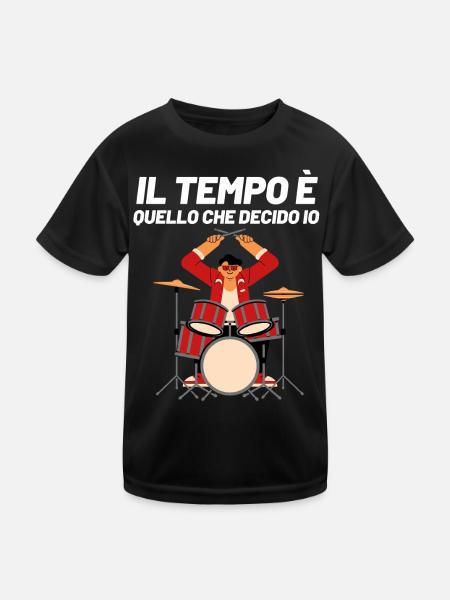 Il Tempo Quello Che Decido Io Strumento Schlagzeug - Kinder Funktions-T-Shirt - Schwarz - Vorne