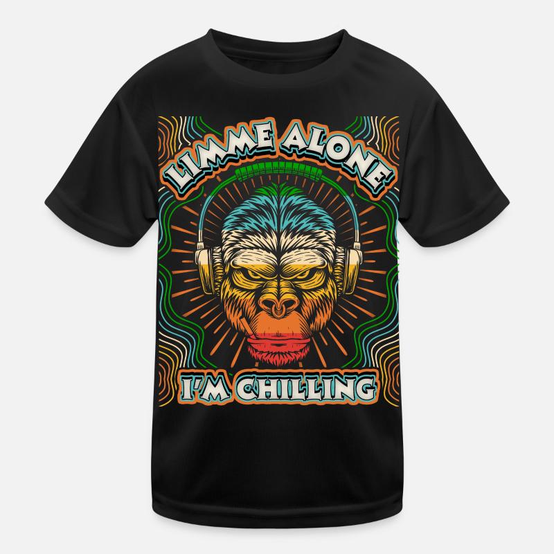Singe avec des écouteurs Gorilla Monkey, Chilling Dicton T-shirt sport Enfant