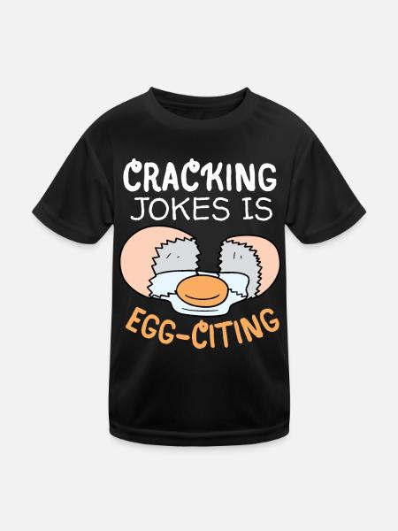 Ei, Eier, lustiger Spruch, Pun Egg-citing Witz - Kinder Funktions-T-Shirt - Schwarz - Vorne