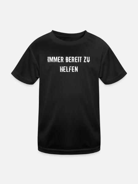 Feuerwehr - Immer bereit zu helfen - Kinder Funktions-T-Shirt - Schwarz - Vorne