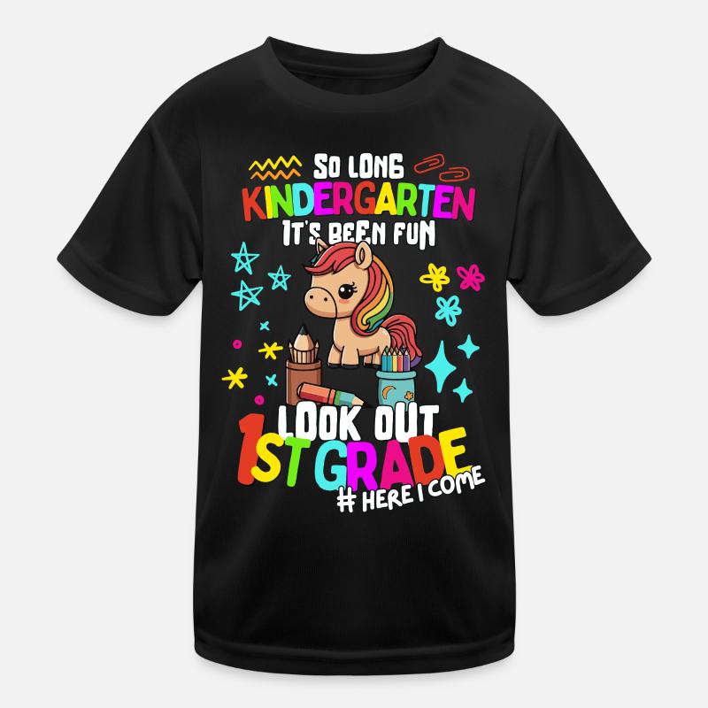 Pferd Tschüss Kindergarten: Einschulung 1. Klasse Kinder Funktions-T-Shirt