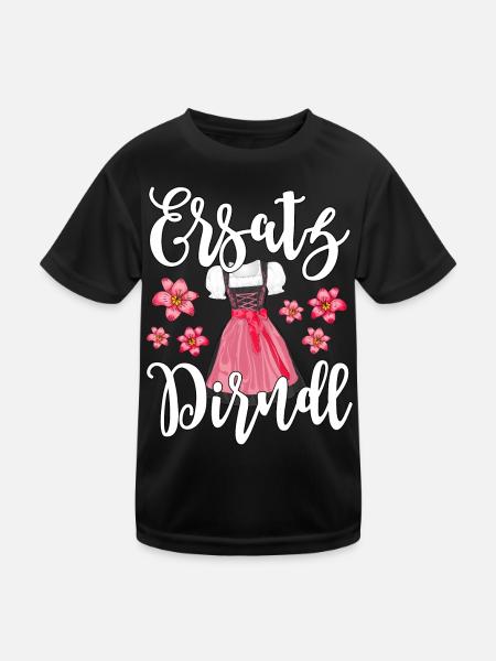 Ersatz Dirndl T-Shirt Tracht Damen Trachtenshirt - Kinder Funktions-T-Shirt - Schwarz